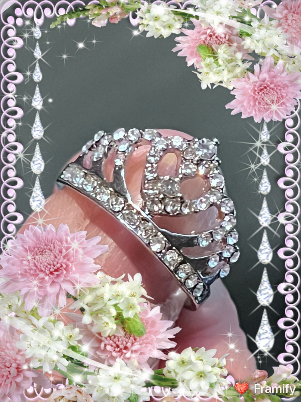 💋PRECIOUS CROWN STYLE LADY RING STERLING SILVER with Swarovski CRYSTALS. NWT
